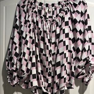Checkered Pink and Black Women's Top